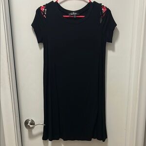Lulu's Black Dress with Shoulder Cutouts